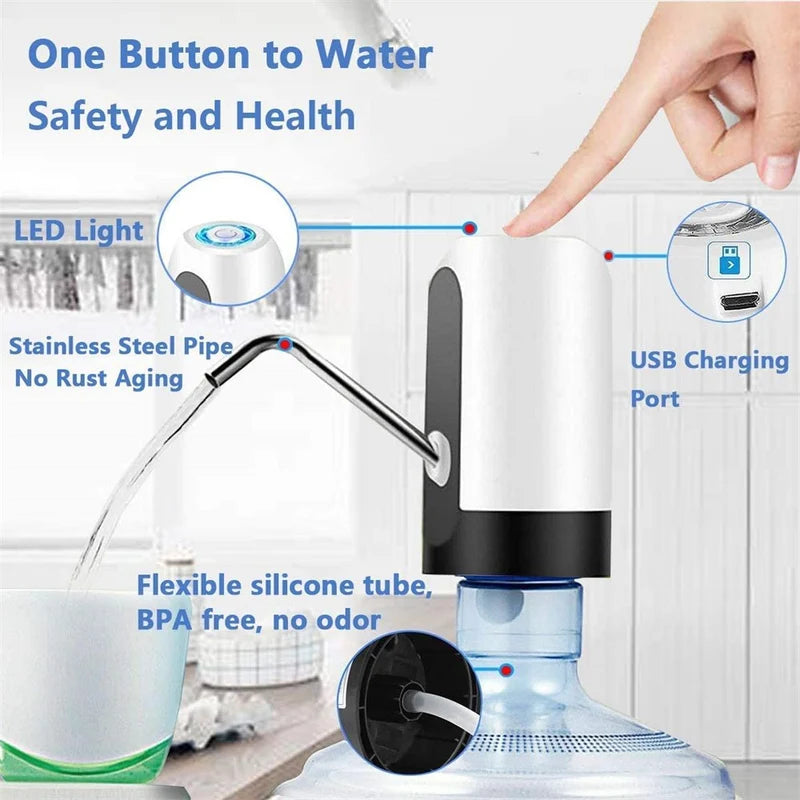 Electric Portable Water Dispenser Pump, USB Rechargeable Bottle Water Pump