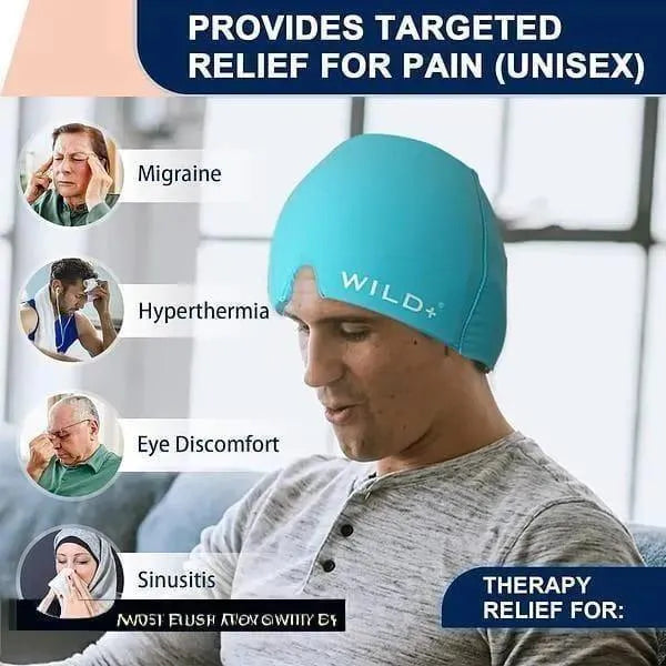 Headache Relief Cap, Cooling Gel Migraine Therapy Hat, Reusable Hot & Cold Head Wrap