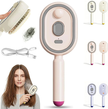 Electric Steam Hair Straightener Brush, USB Rechargeable Hot Comb