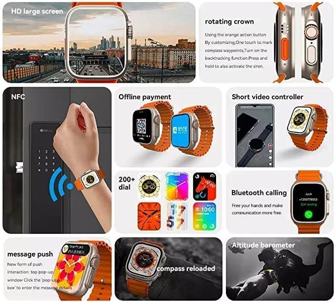T800 Smartwatch 1.99 Inch Full Touch Display, Smart Watch